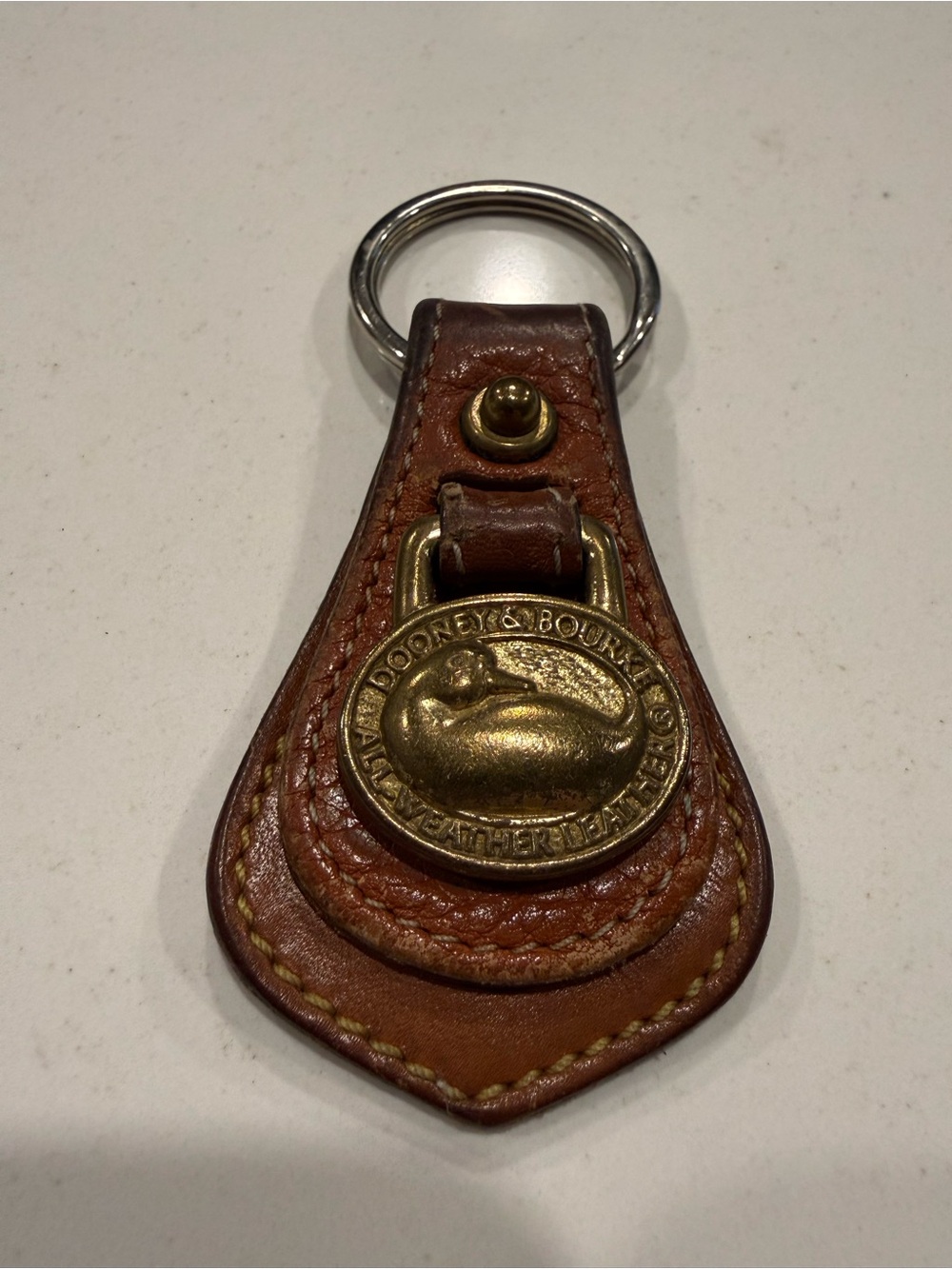 Dooney & Bourke All Weather Leather and Brass Duck Keychain Fob - Picture 3 of 9